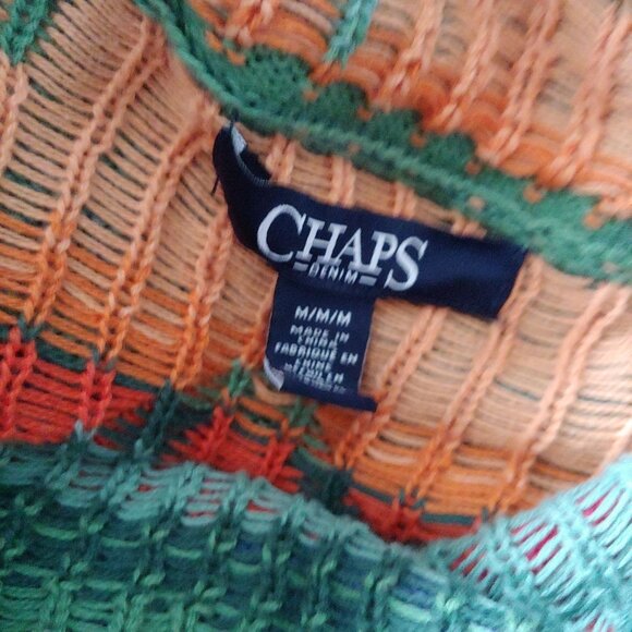 Chaps Navajo Aztec Southwestern Indian Blanket pattern Sweater M Rainbow - Picture 11 of 11